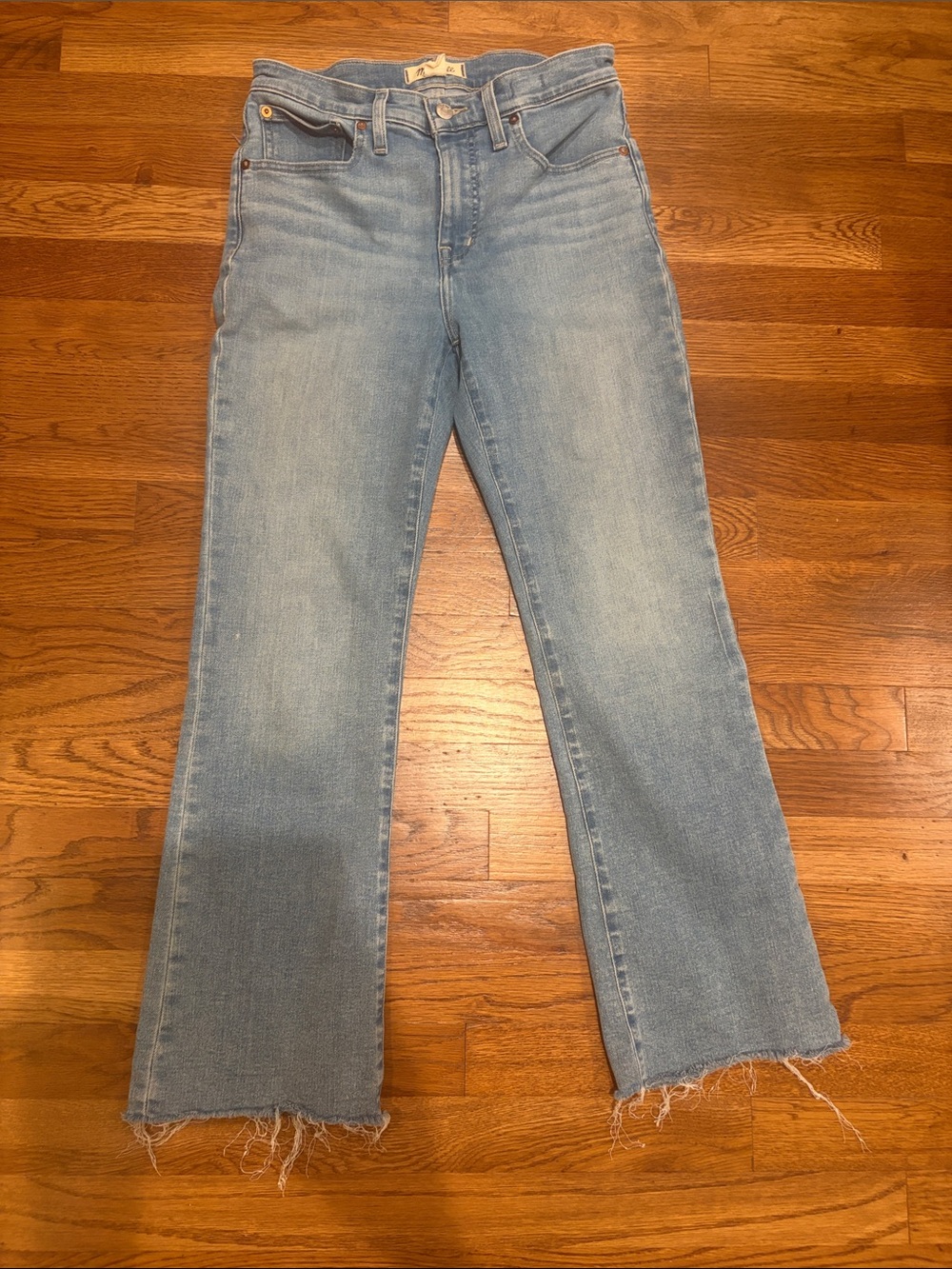 Madewell Light Blue Wide-Leg Jeans with Frayed Hem